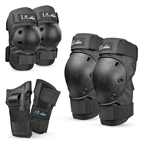 Jaspo Impact Protective Gear Set | Knee, Elbow & Wrist Guards with PE Shell, 8mm EVA Foam Cushion, Shock-Absorbing Pads & Adjustable Velcro for Skates, Skateboard, Kick Scooter (Medium) - Image 1