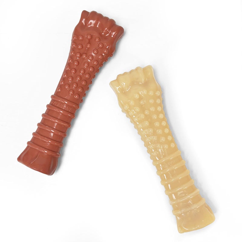 Nylabone Textured Knuckle Bone Power Chew Toy for Dogs, Durable & Tough Dog Toys for Aggressive Chewers, Original & Bacon Flavor, X-Large - 50+ lbs, 2 Pack - Image 1