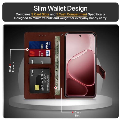 WOW IMAGINE Shock Proof Flip Cover Back Case Cover for Oppo F31 5G | Oppo F33 5G (Flexible | Leather Finish | Card Pockets Wallet & Stand | Chestnut Brown) - Image 3