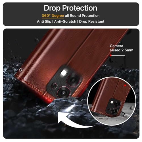WOW IMAGINE Shock Proof Flip Cover Back Case Cover for Oppo F31 5G | Oppo F33 5G (Flexible | Leather Finish | Card Pockets Wallet & Stand | Chestnut Brown) - Image 4