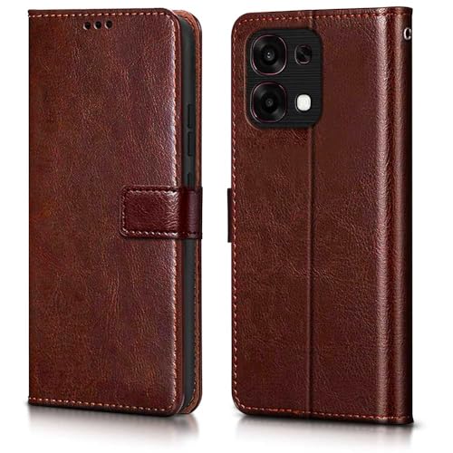 WOW IMAGINE Shock Proof Flip Cover Back Case Cover for Oppo F31 5G | Oppo F33 5G (Flexible | Leather Finish | Card Pockets Wallet & Stand | Chestnut Brown) - Image 1
