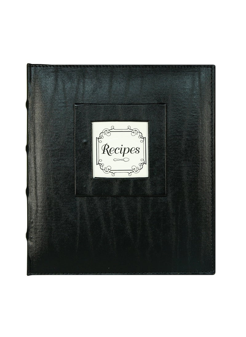 C.R. Gibson CR Gibson Bonded 3 Ring Recipe Book with Tabbed Dividers and Sheet Protectors 894 x 938 Black Leather 