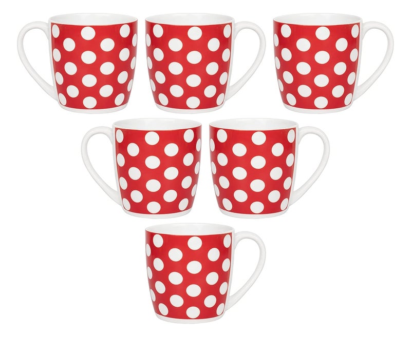 Femora Indian Ceramic Polka Dots Tea Cup - 6 Pcs, 160 ML (Red) - Image 2