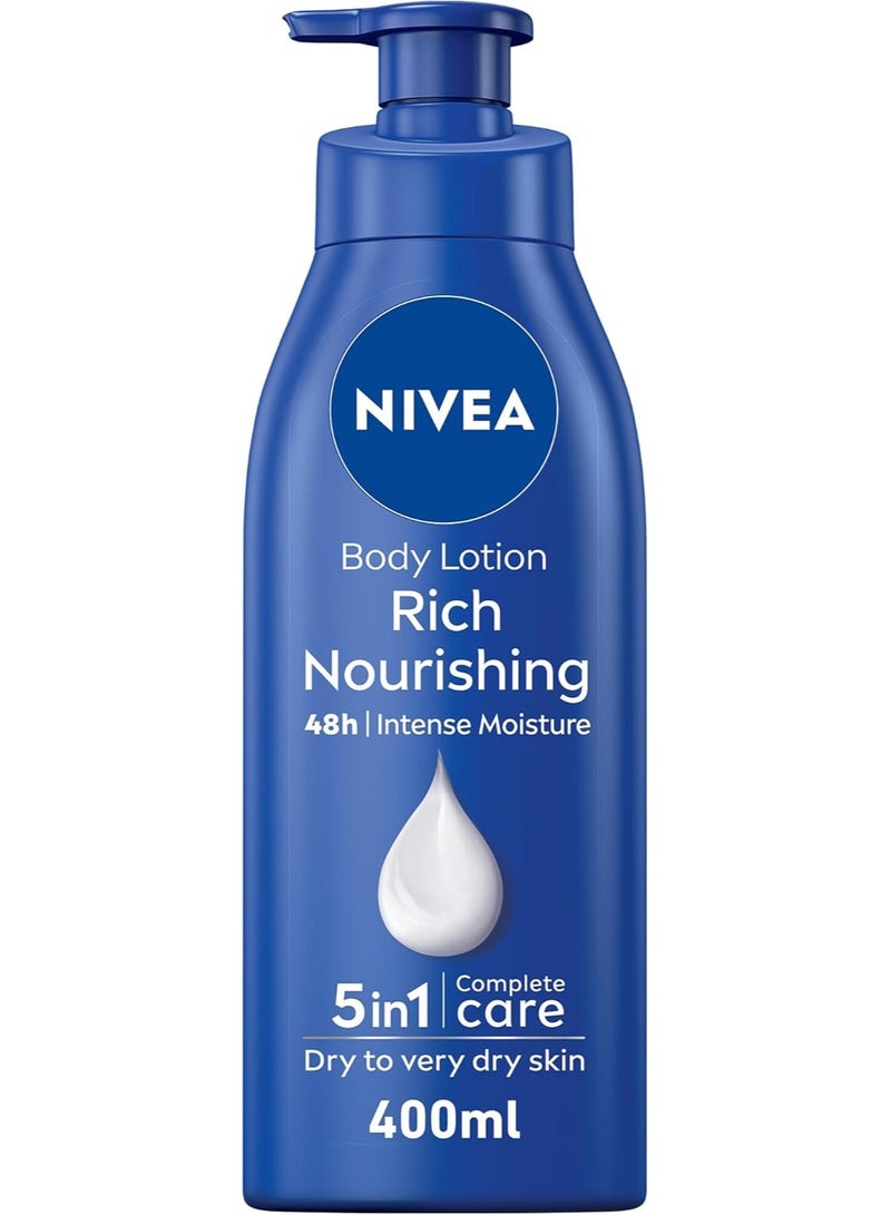 NIVEA Body Lotion Rich Nourishing Almond Oil & Deep Nourish Serum 400ml - Image 1
