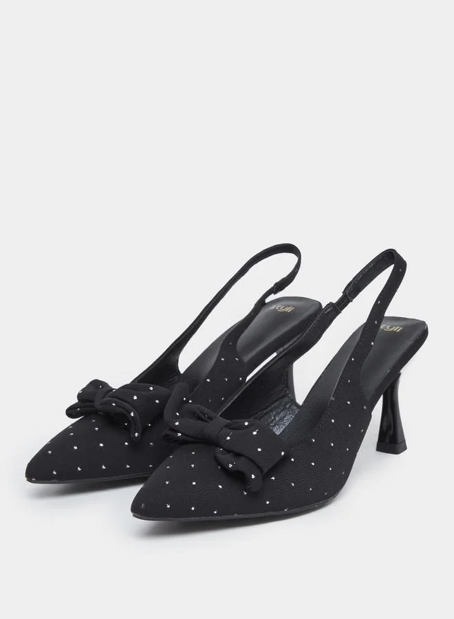 Styli Styli Rhinestone Bow Detail Sling Back Shoes