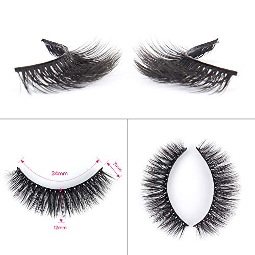 CALAILIS False Eyelash, Eye Makeup Lash 3D Faux Mink Fake Eyelash Long Natural Eyelashes 3 Pairs with 5g False Eyelash Glue (CS14) - Image 5