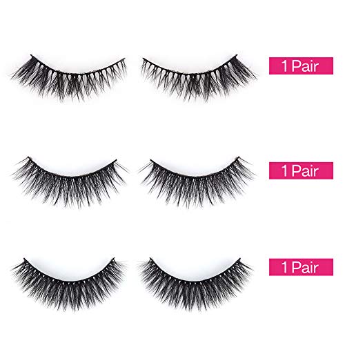 CALAILIS False Eyelash, Eye Makeup Lash 3D Faux Mink Fake Eyelash Long Natural Eyelashes 3 Pairs with 5g False Eyelash Glue (CS14) - Image 2