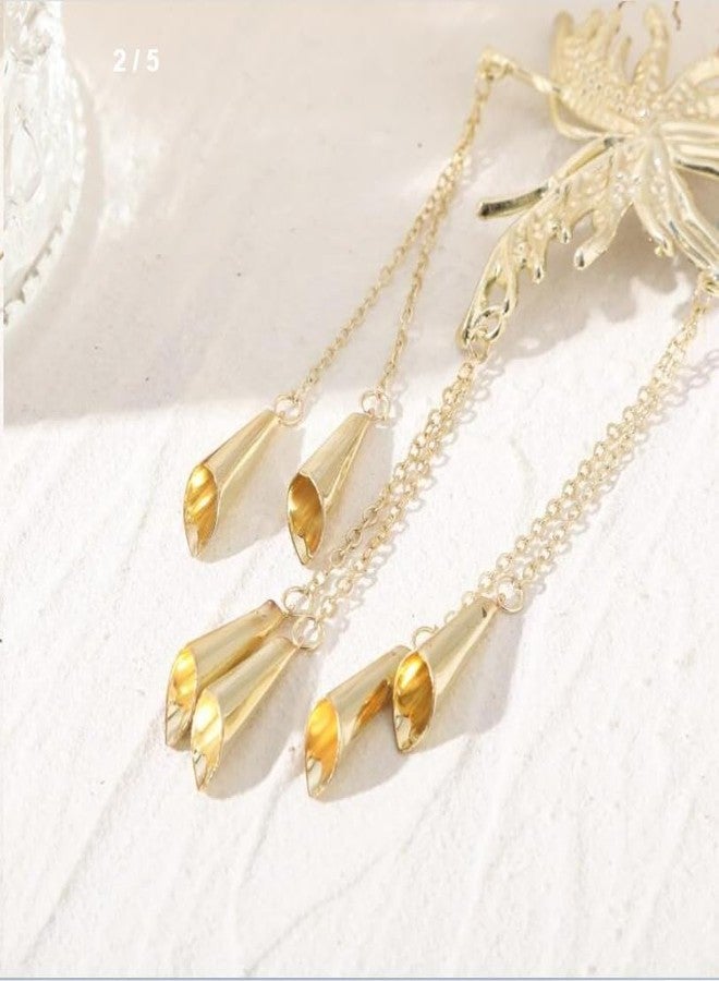 Ashkash 1 Pcs Retro Butterfly Hair Stick Metal Tassel Chopsticks Hair Clips Styling Hair Making Accessories for Women and Girl (Golden) - Image 2