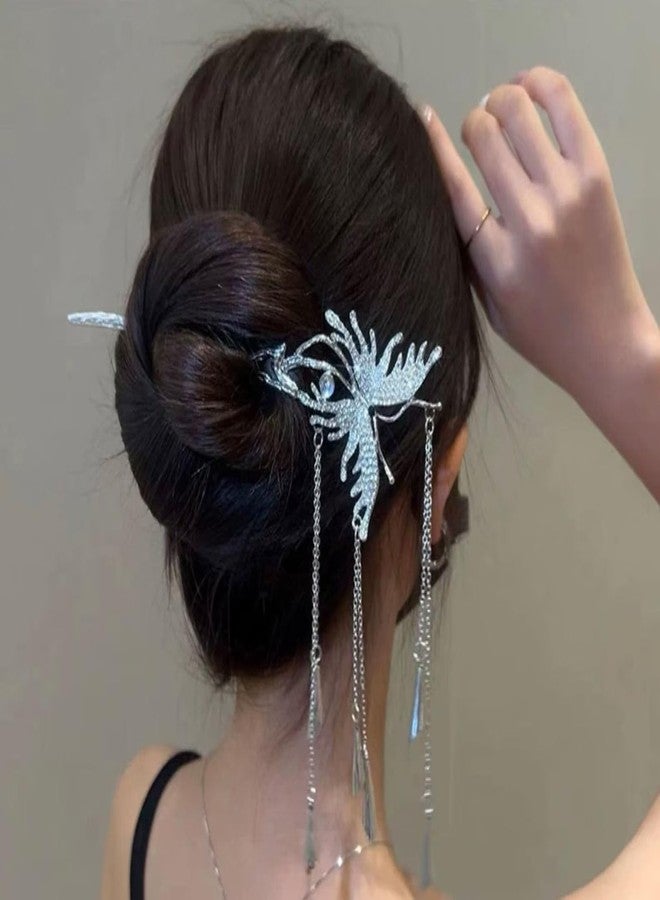 Ashkash 1 Pcs Retro Butterfly Hair Stick Metal Tassel Chopsticks Hair Clips Styling Hair Making Accessories for Women and Girl (Golden) - Image 4