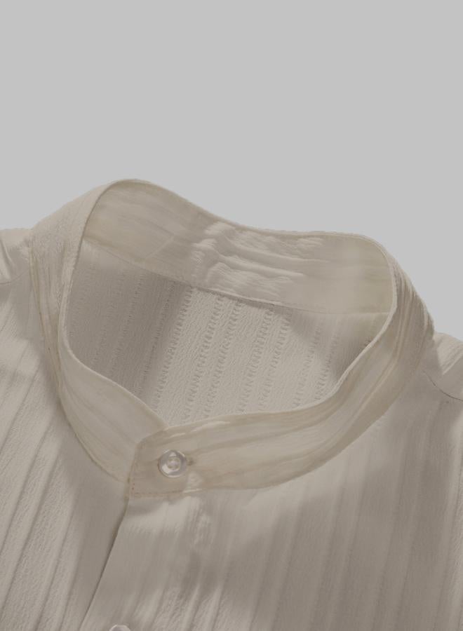 Take Two Men Beige Textured Shirt and Pants Co-Ords - Image 3