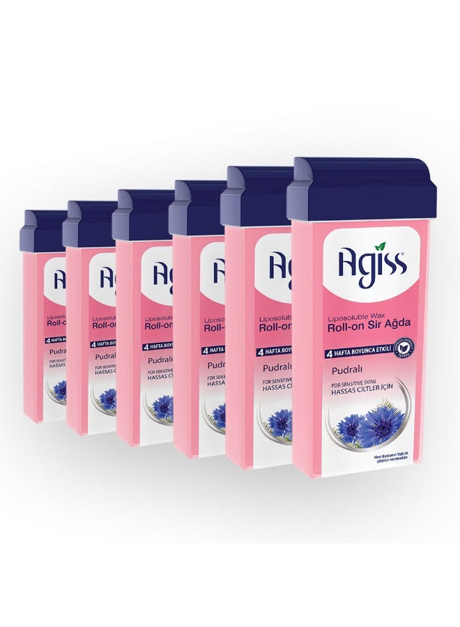 Agiss Liposoluble Roll-on Wax (6-Pack) - Powdered for Sensitive Skin | 100ml x 6 Value Bundle | Professional Sir Ağda Hair Removal | 4-Week Smoothness, Sugar-Free & Natural Resin | Bulk Home Waxing Supply - Image 1