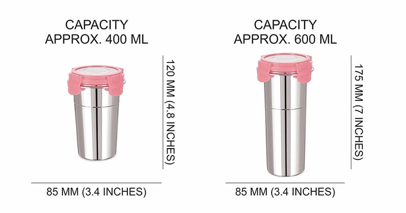LIPSA ENTERPRISE LIPSA ENTERPRISE Leak Proof Click and Seal Lock Stainless Steel StorageAir Tight Tiffin ContainerGlassLunch Container with Steel lid Fusion 400600 ml  - Image 2