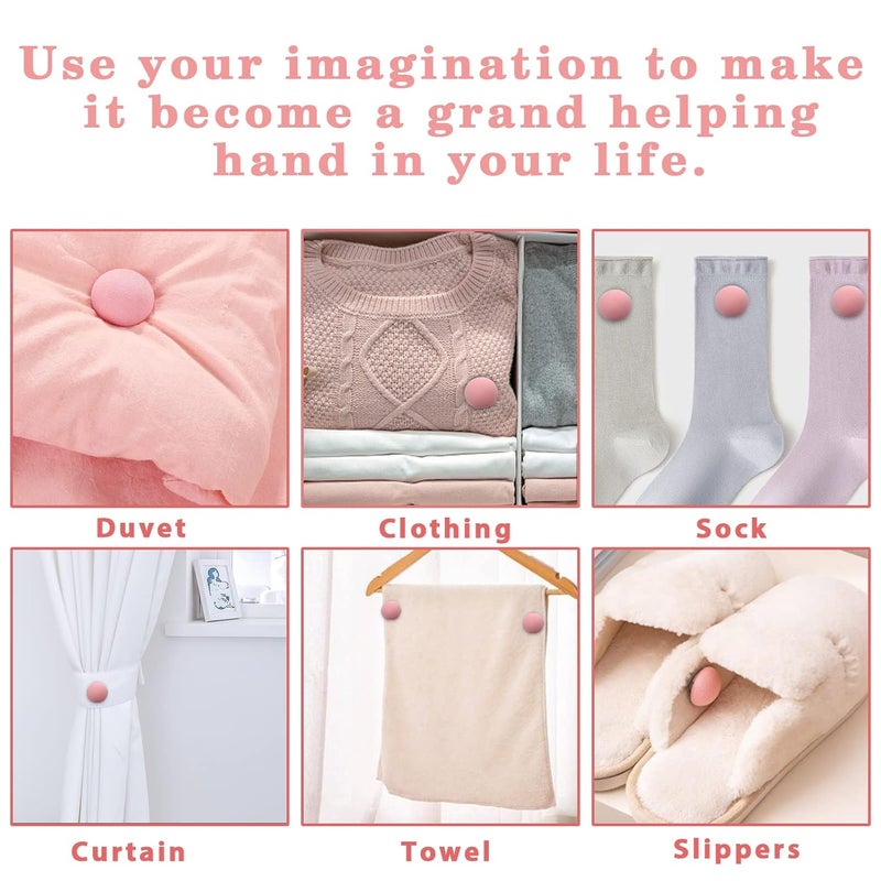MQUPIN Duvet Clips, Duvet Pin Fasteners 16 Set with Plastic Nails, Duvet Cover Pins for Quilt, Cushions, Curtains for Preventing Comforters from Shifting Inside(Pink) - Image 4