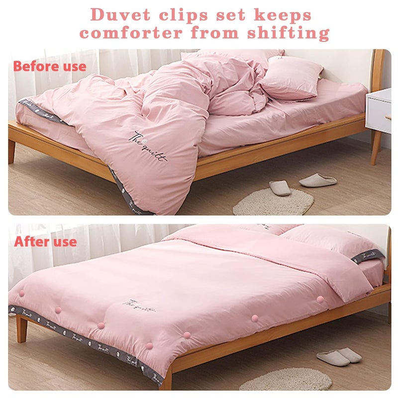 MQUPIN Duvet Clips, Duvet Pin Fasteners 16 Set with Plastic Nails, Duvet Cover Pins for Quilt, Cushions, Curtains for Preventing Comforters from Shifting Inside(Pink) - Image 3