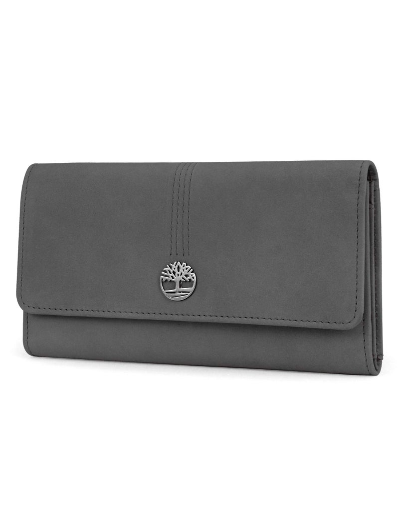 Timberland Women's Leather RFID Flap Wallet Clutch Organizer, Castlerock (Nubuck), One Size - Image 1