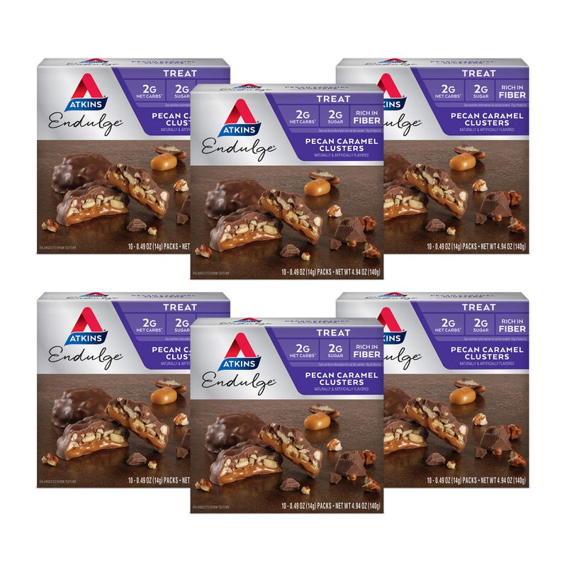 Atkins Pecan Caramel Clusters Dessert Favorite High in Fiber Low Carb 2g Sugar 60 Count - Image 3