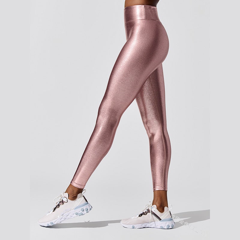 Yoga Pants New High Waist European Station Bronzing Solid Color Casual Pants Pencil Pants Tight Pants - Image 5