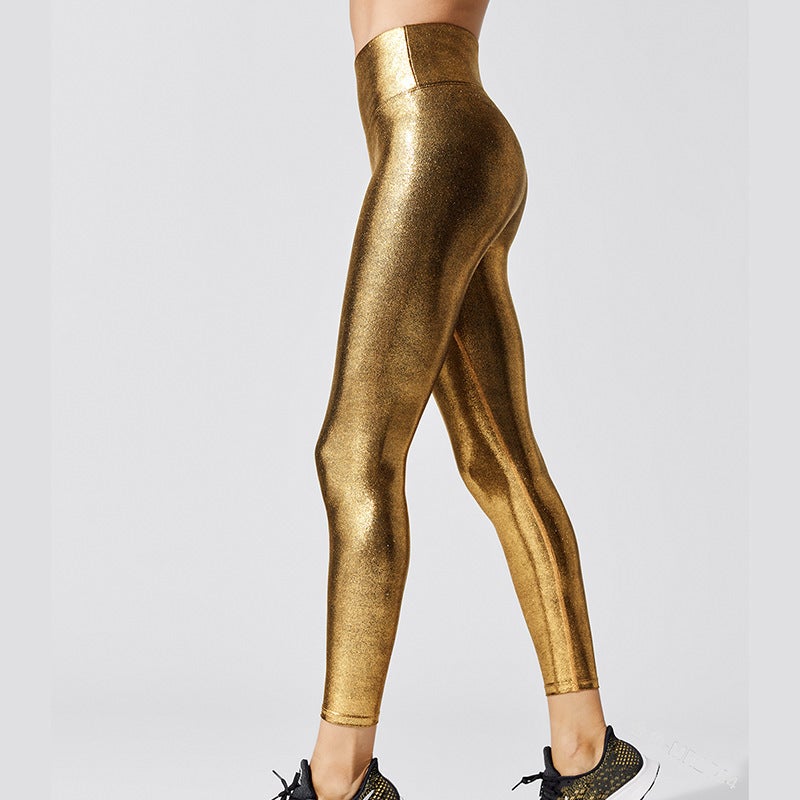 Yoga Pants New High Waist European Station Bronzing Solid Color Casual Pants Pencil Pants Tight Pants - Image 1