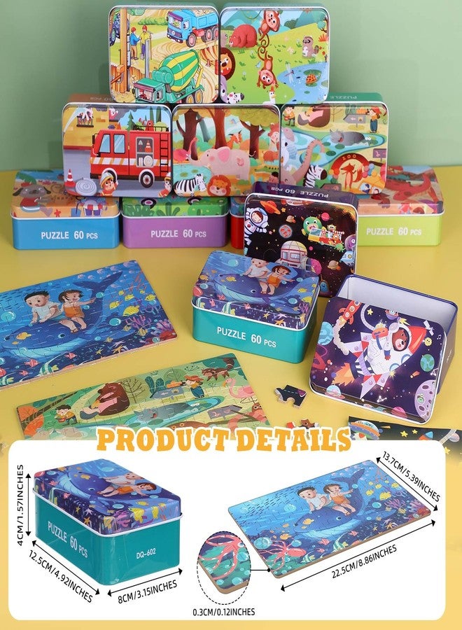 Silipull 12 Boxes Party Favors Jigsaw Puzzles in a Metal Box for Age of 4-8, Wooden Puzzle for Ages 4-8 Learning Educational Jigsaw Pieces Toys, 12 Styles(Lovely)(Novel) - Image 2