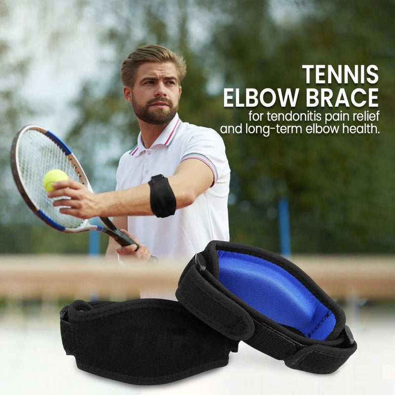 Bingcute Tennis Elbow Support Strap, Adjustable Elbow Brace with Compression Pad for Tennis Elbow, Golfers Elbow, Pain Relief, Men, Women Blue 2 Pack Weather Resistance - Image 3