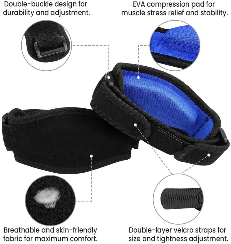 Bingcute Tennis Elbow Support Strap, Adjustable Elbow Brace with Compression Pad for Tennis Elbow, Golfers Elbow, Pain Relief, Men, Women Blue 2 Pack Weather Resistance - Image 4