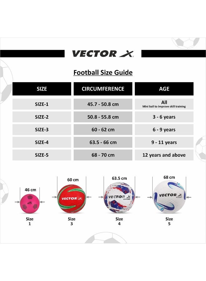 Vector X Thunder FIFA Basic Football – Training & Match, White-Red, Size 5, Durable Soccer Ball - Image 3