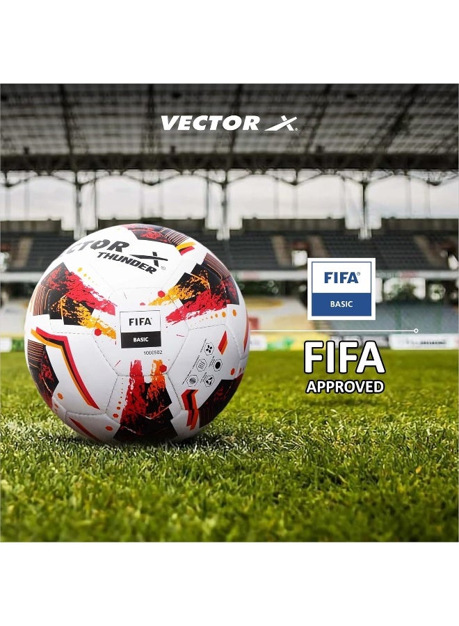 Vector X Thunder FIFA Basic Football – Training & Match, White-Red, Size 5, Durable Soccer Ball - Image 5