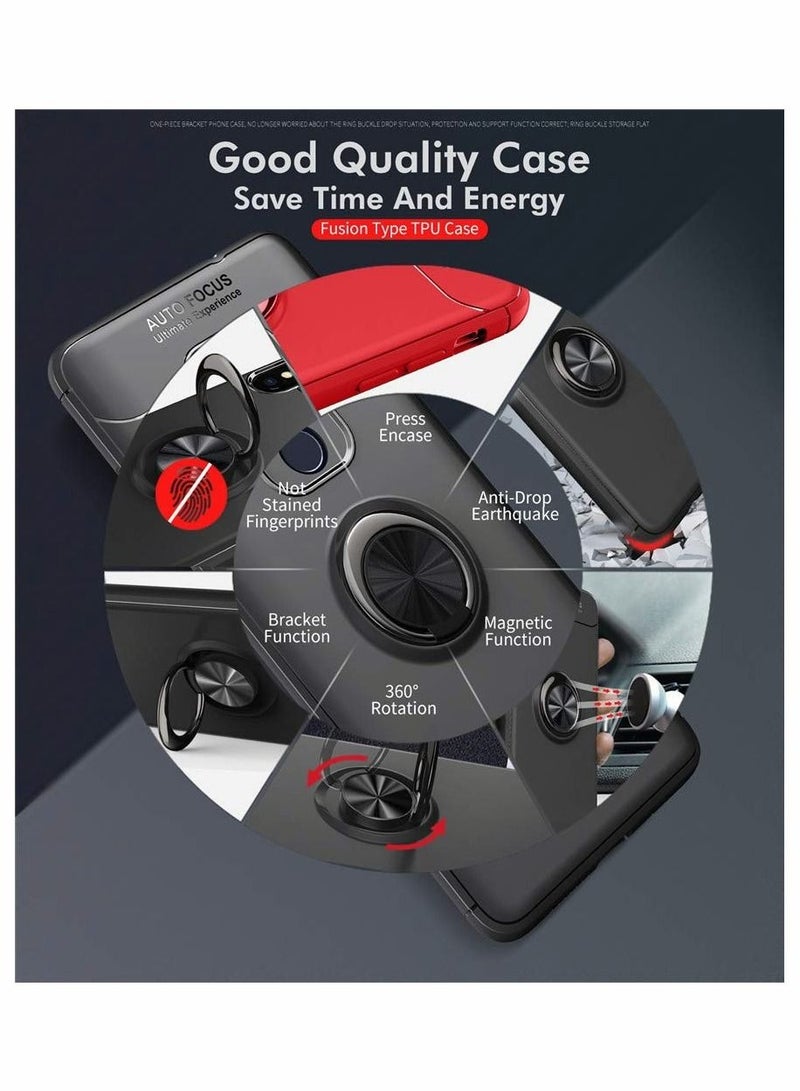 Captaintech Case Compatible for Huawei Mate 20 X, Magnetic Car Mount Dedicated Cover With finger Ring Holder gun color+black - Image 2