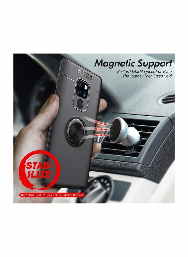 Captaintech Case Compatible for Huawei Mate 20 X, Magnetic Car Mount Dedicated Cover With finger Ring Holder gun color+black - Image 3