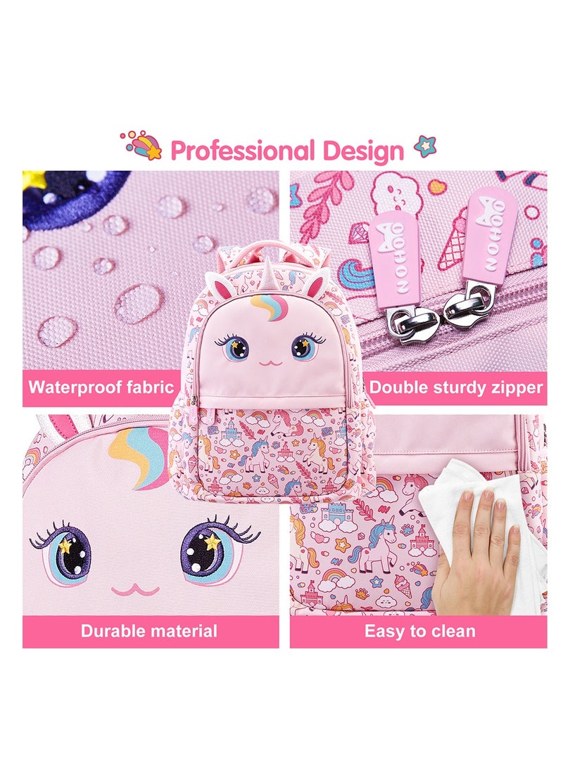 Nohoo Kids 16 Inch School Bag With Lunch Bag And Pencil Case (Set Of 3) Unicorn - Pink - Image 5
