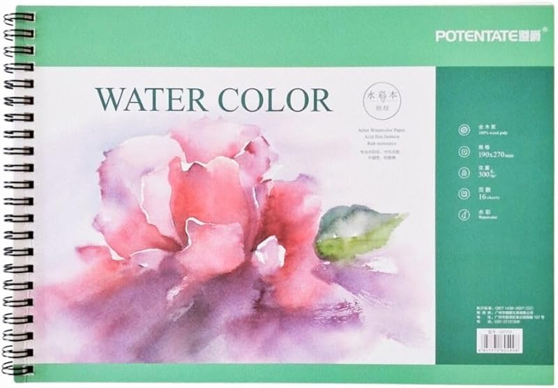 Aristo 300g Watercolor Spiral 16 Sheet Sketch Book A5 Green for Acrylic Gouache Watercolor