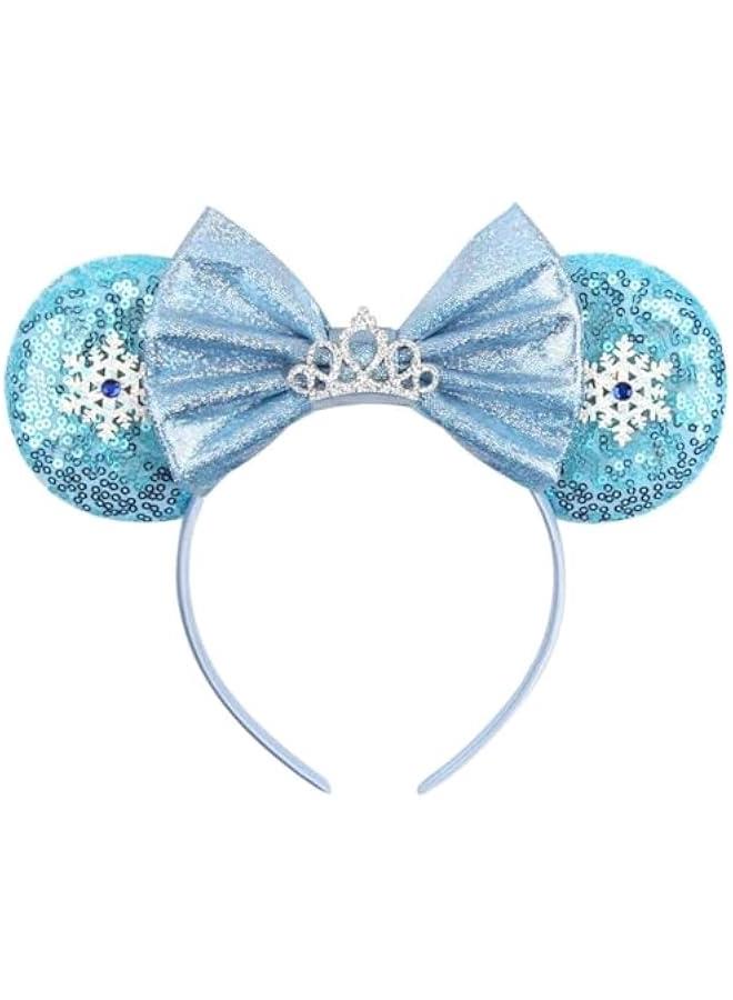 Arabest Sequin Mouse Ears Headbands for Women Girls Boys, Glitter Bows Headband for Kids Adults Birthday Party Costume - Image 1