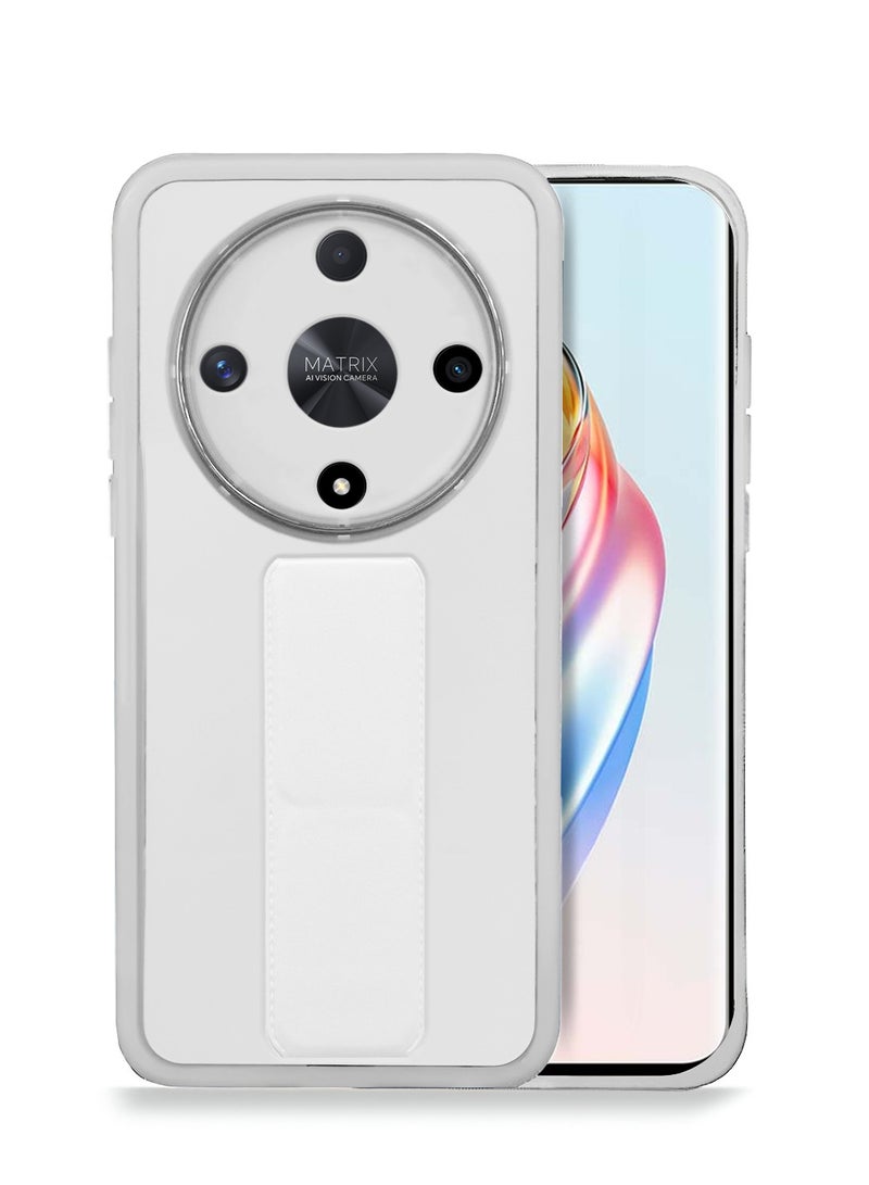 Wtech Honor X9b 5G 2023 Luxury Shockproof Matte Translucent Grip Magnetic Holder Armor Phone Case Cover - White - Image 1