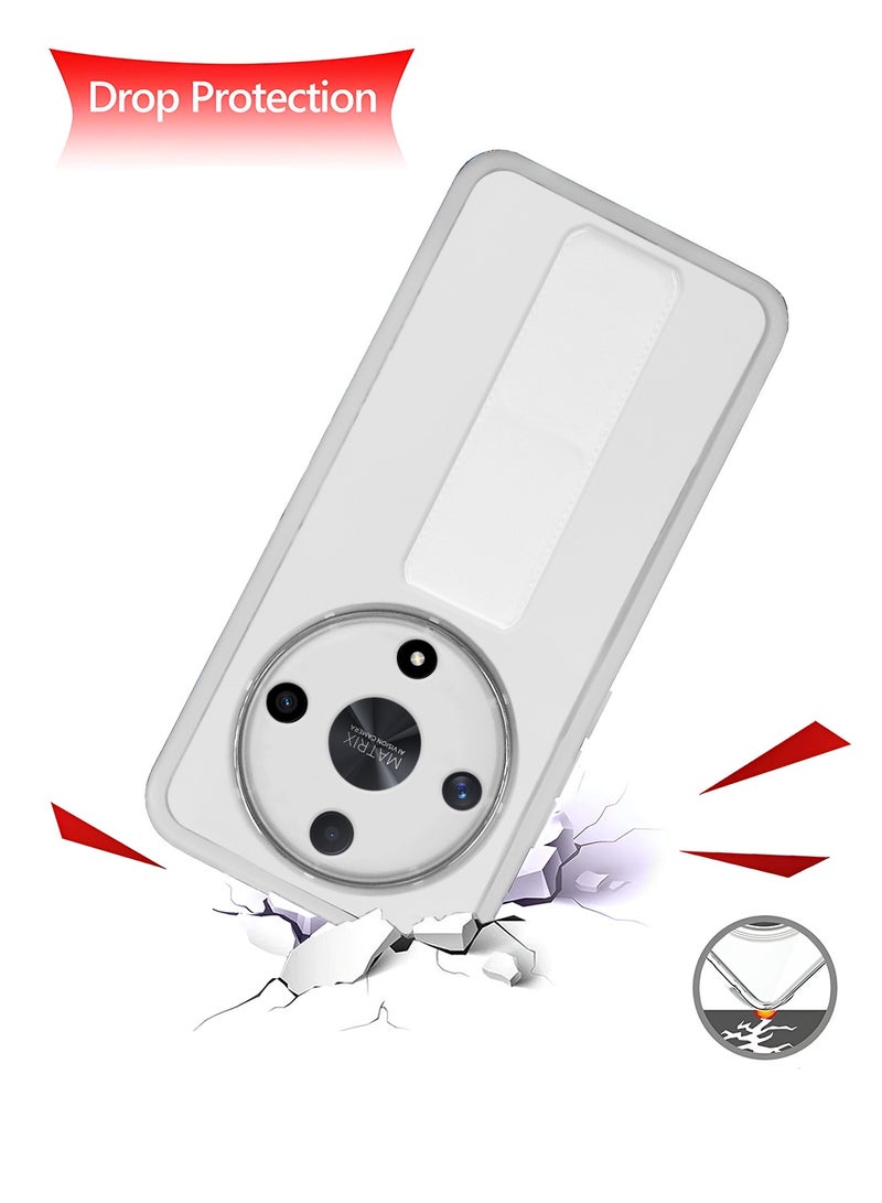 Wtech Honor X9b 5G 2023 Luxury Shockproof Matte Translucent Grip Magnetic Holder Armor Phone Case Cover - White - Image 3