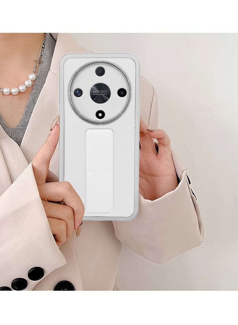 Wtech Honor X9b 5G 2023 Luxury Shockproof Matte Translucent Grip Magnetic Holder Armor Phone Case Cover - White - Image 4