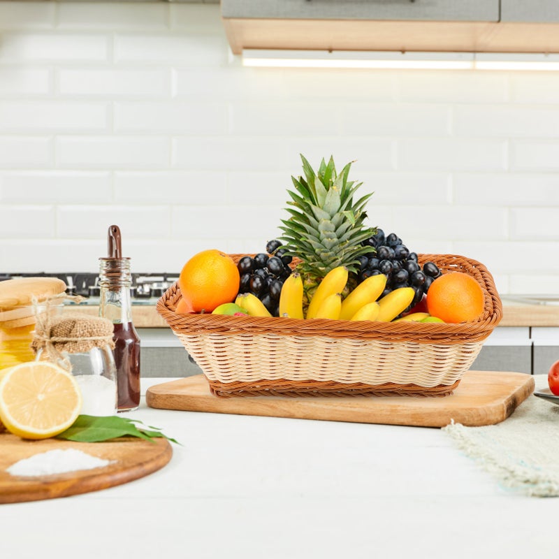 2pcs Bread Serving Basket Woven Basket Countertop Basket Fruit Storage Basket for Home - Image 2