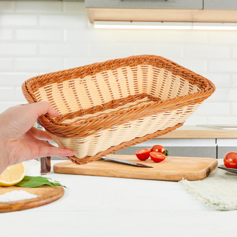 2pcs Bread Serving Basket Woven Basket Countertop Basket Fruit Storage Basket for Home - Image 4