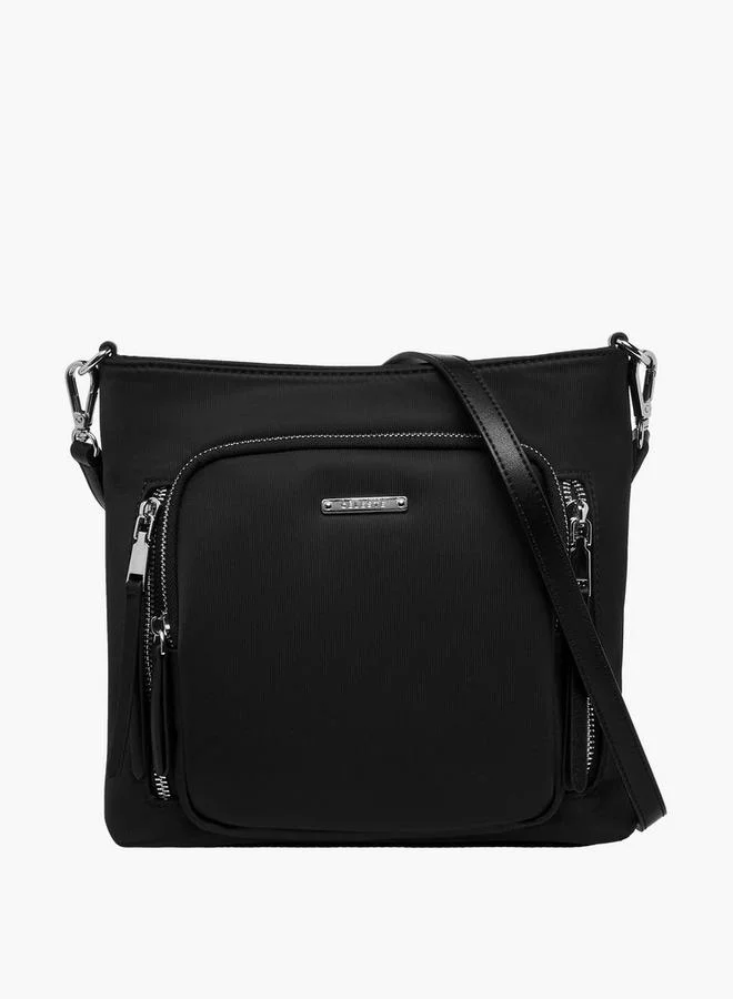 Textured Crossbody Bag with Zip Closure