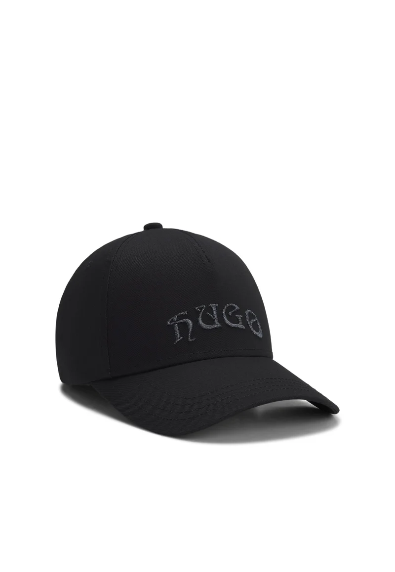 HUGO Cotton-twill cap with metallic-effect embroidered logo