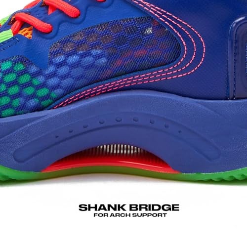 AND1 Scope Girls & Boys Basketball Shoes Kids, Boys High Top Sneakers - Navy Blue/Multicolor/Light Green, 6 Big Kid - Image 2