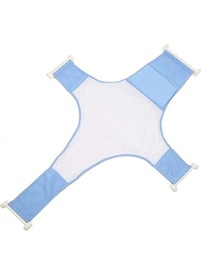 1 قطعة من شبكة دعم مقعد حمام الطفل حديث الولادة وحزام حوض الاستحمام وحلقات مهد الاستحمام لحوض الاستحمام باللون الأزرق