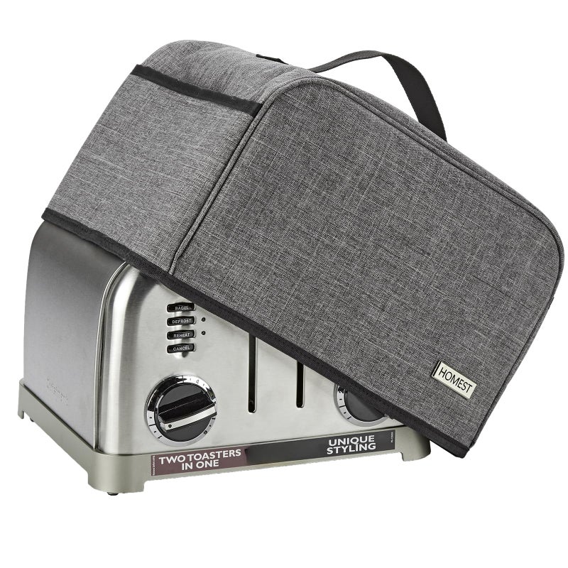 HOMEST Toaster Cover with Pockets Compatible with Cuisinart 4 Slice Can Hold Jam Spreader Knife  Toast Machine Tongs Dust and Fingerprint Protection Grey