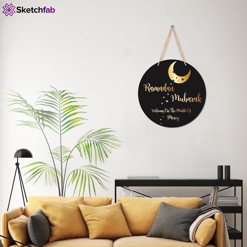 Sketchfab لافتة معلقة "رمضان مبارك" من سكيتش فاب | ديكورات رمضان للمنزل | مستلزمات زينة رمضان | هدية رمضان مبارك - Image 4