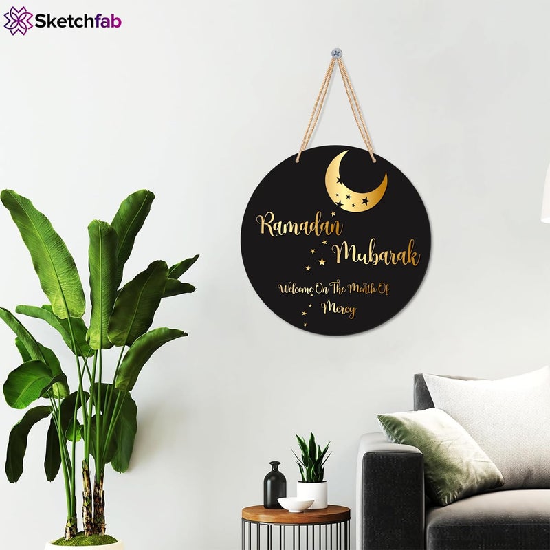 Sketchfab لافتة معلقة "رمضان مبارك" من سكيتش فاب | ديكورات رمضان للمنزل | مستلزمات زينة رمضان | هدية رمضان مبارك - Image 3