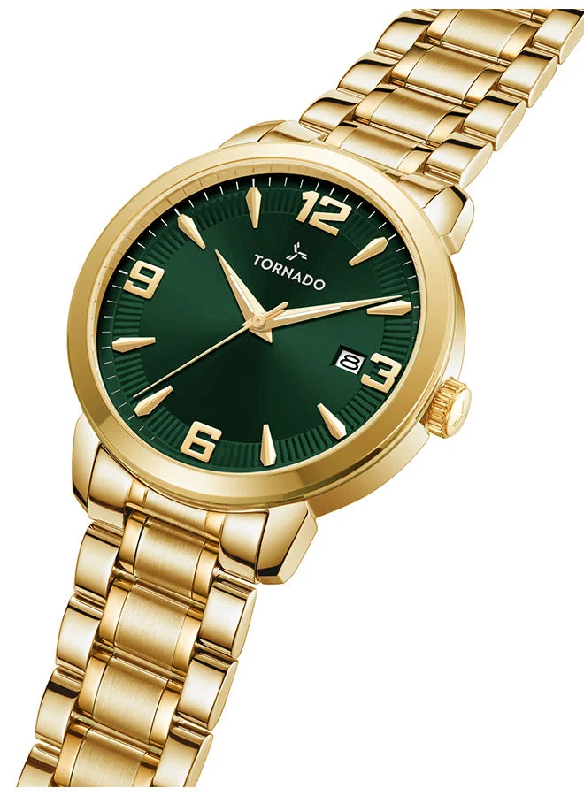 تورنيدو Men's Analog Sunray Green Dial Watch - T9006B-GBGH