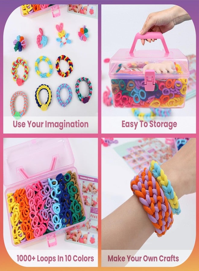 DDAI Bracelet Making Kit for Girls Ages 6-12 - Arts and Crafts for Kids Weaving Loom Bracelets Kits -1000+ Colorful Elastic Cloth Loom Bands - Great Birthday Gift for Girls Boys 7 8-12 Years Old - Image 3