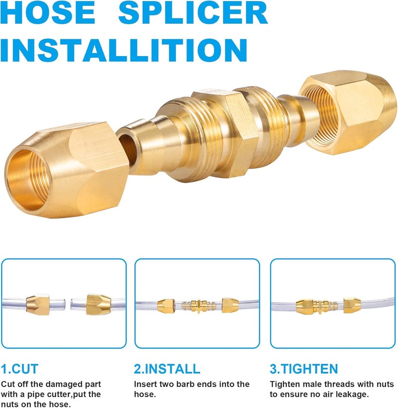 Breezliy 4PCS Soild Brass Air Reusable Hose Splicer For 14Inch ID Hose14 Air Hose Repair Fitting - Image 3