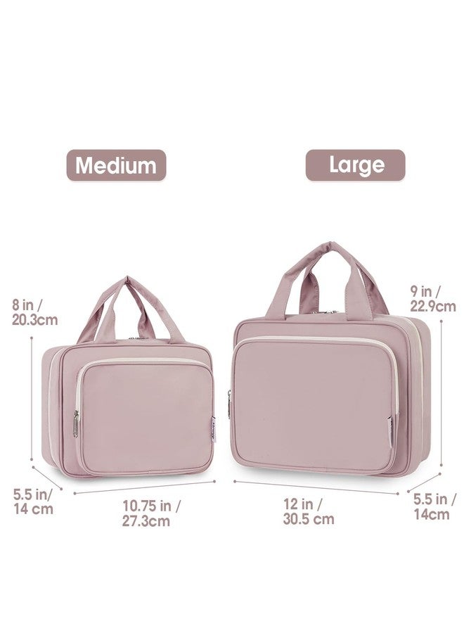 Narwey Travel Toiletry Bag for Women Large Hanging Makeup Bag Organizer Toiletries Bag for Full Size Essentials Accessories Cosmetics (Dusty Rose (Large)) - Image 2