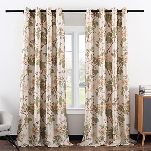 VOGOL Curtains 96 Inches Long Thermal Insulated Print Curtains for Bedroom/Living Room, Floral Blossoming Room Darkening Long Window Draperies for Kids Room, 2 Pieces - Image 2