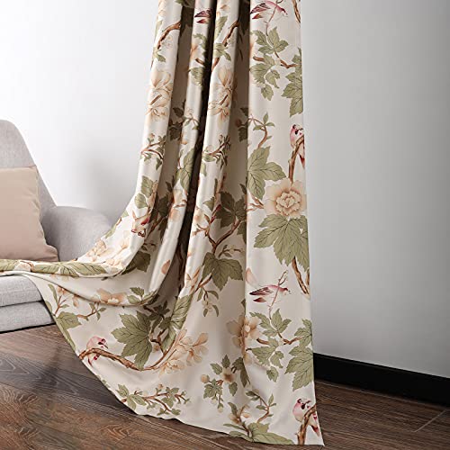 VOGOL Curtains 96 Inches Long Thermal Insulated Print Curtains for Bedroom/Living Room, Floral Blossoming Room Darkening Long Window Draperies for Kids Room, 2 Pieces - Image 3